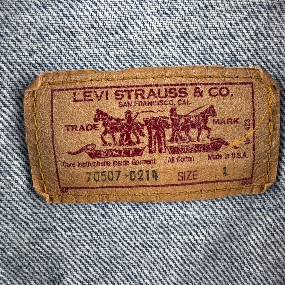 Vintage Levis Jacket Mens Large Blue Denim Trucker Late 80s Jean Made in USA - Picture 3 of 16